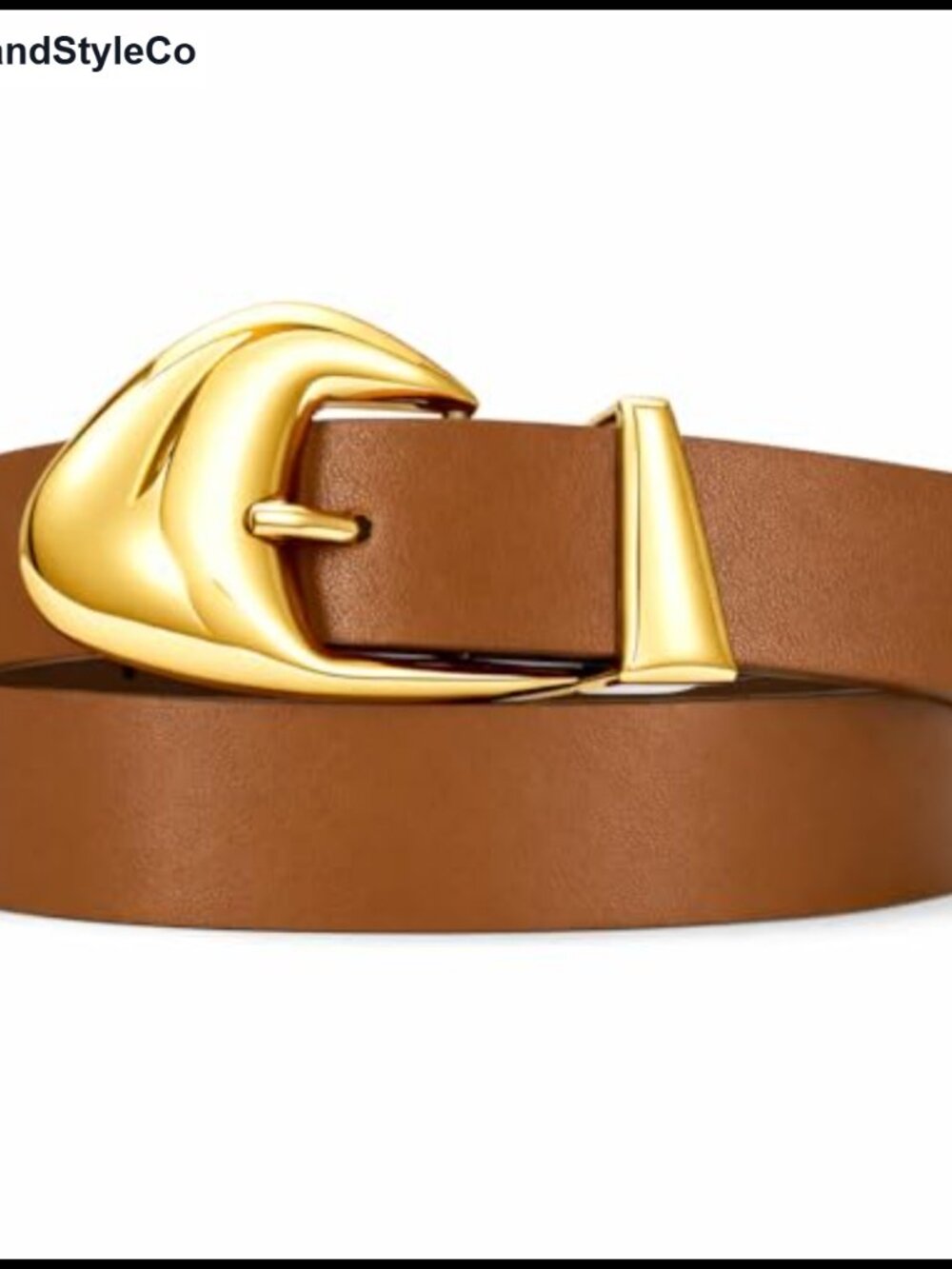 Chunky Faux Leather Belt with Gold Buckle, Vegan Leather Waist Belt for Women